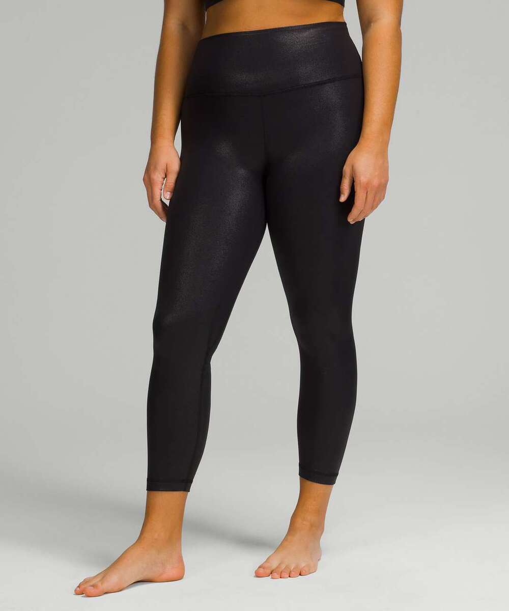 Lululemon Womens Align High Rise Black Shine Leggings Size 6 25" Inseam W5EB4S